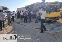 ۲ جان‌باخته و ۱۴ مصدوم در تصادف زنجیره‌ای اتوبوس و دو تریلی در جاده سمنان ـ سرخه