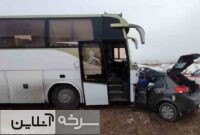 تصادف با اتوبوس سه سرنشین تیبا را به کام مرگ کشاند